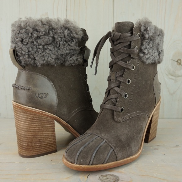 UGG Shoes - SALE !! UGG JAXON MYSYTERIOUS BROWN FUR CUFF SUEDE BOOTS NIB